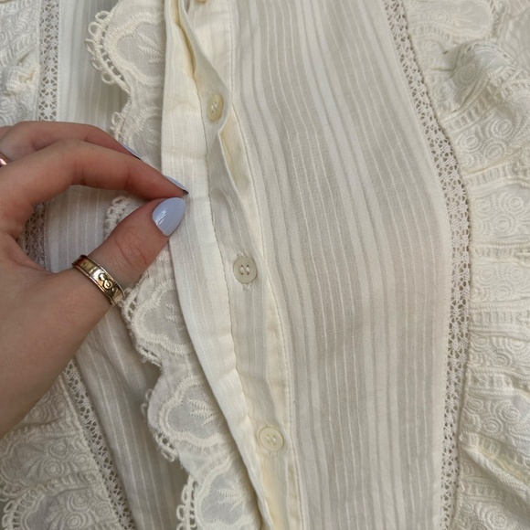 Sézane Chemise Marianella Scalloped White Victorian Blouse SIZE 4 - Picture 9 of 13